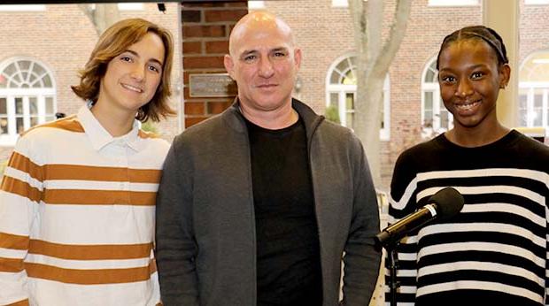 Matt Rosenberg with students Brianna Sylvain ’27 and Lucas Basham ’24